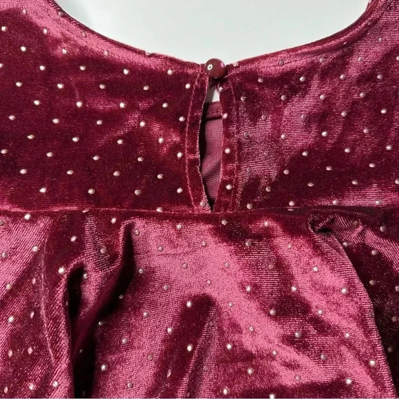 Art Class Girls Velvet Cold Shoulder Dress Medium 7/8 Maroon Party Holiday - Picture 7 of 8